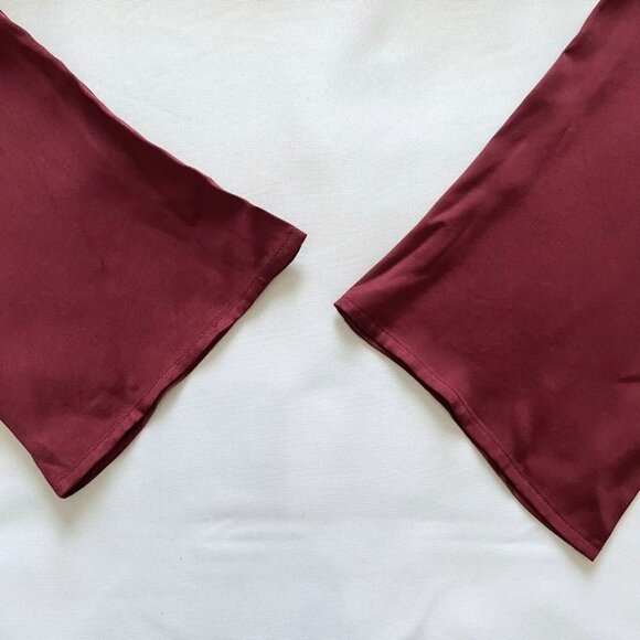 NWT FRANK & OAK THE SATIN MINI FLARED SLEEVE DRESS IN BURGUNDY - M - Picture 7 of 8